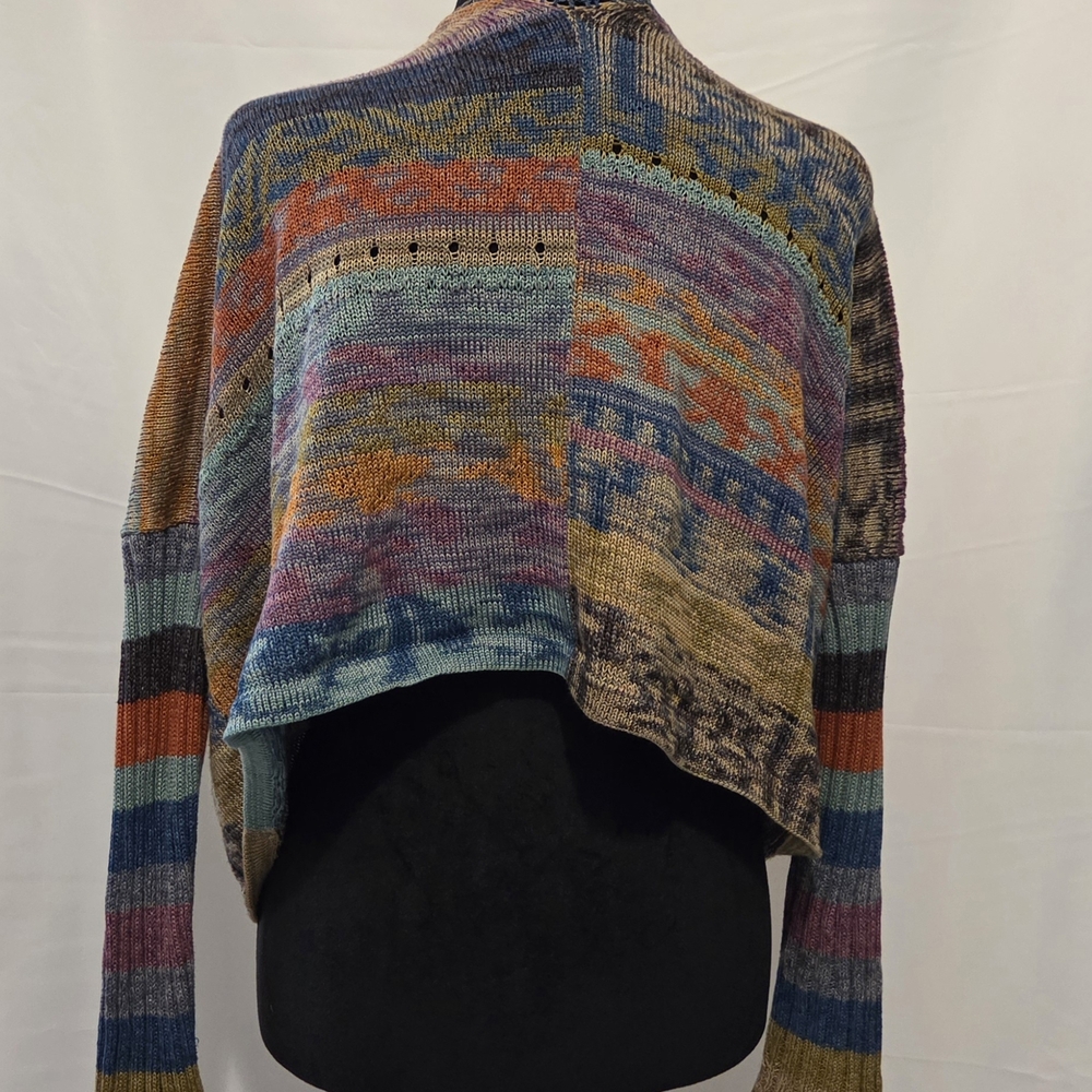 Peruvian Connection Multicolor Patterned Open Car… - image 2